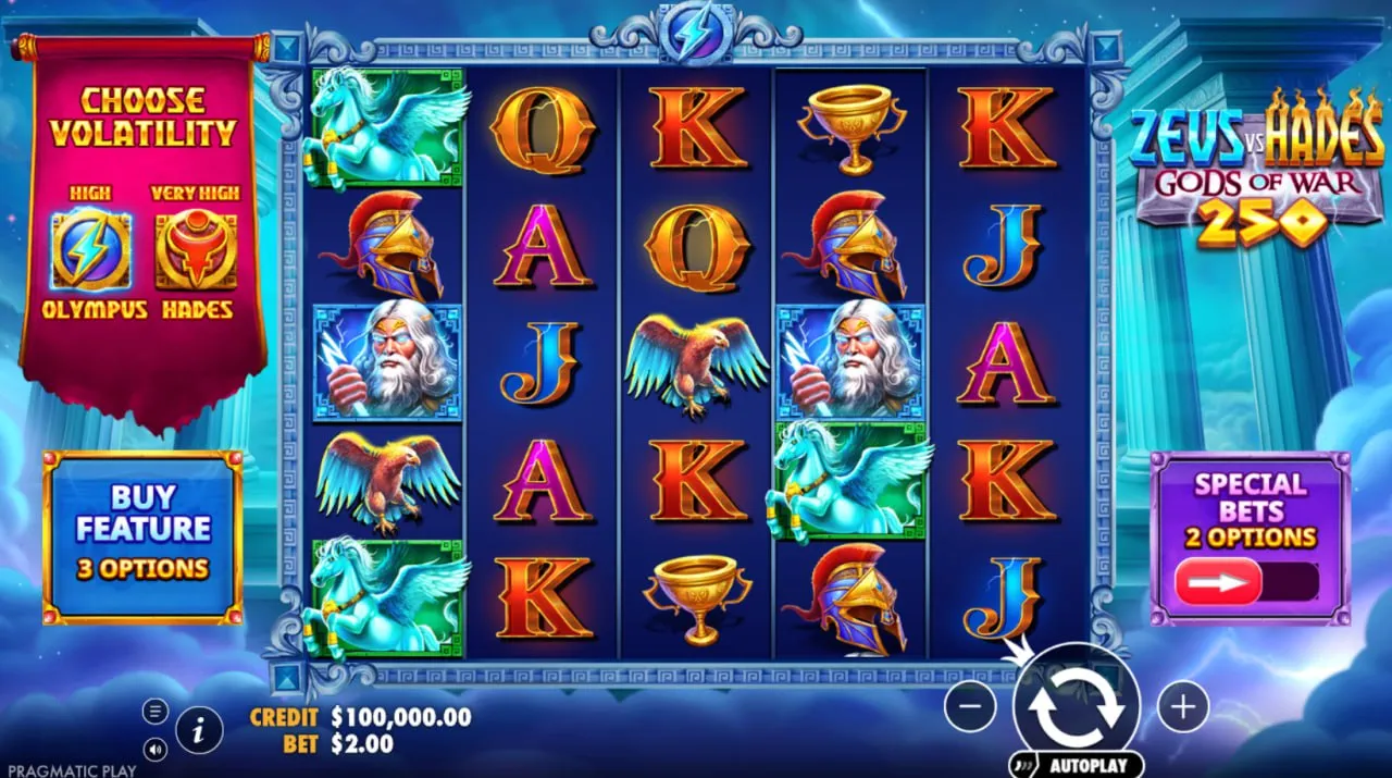 Внешний вид Zeus vs Hades 250